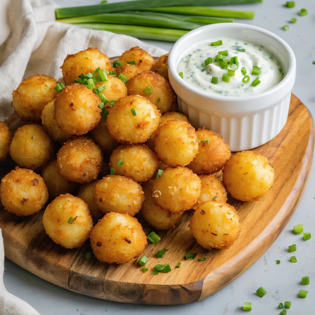 Air Fryer Crispy Potato Bites with Creamy Chive Dip