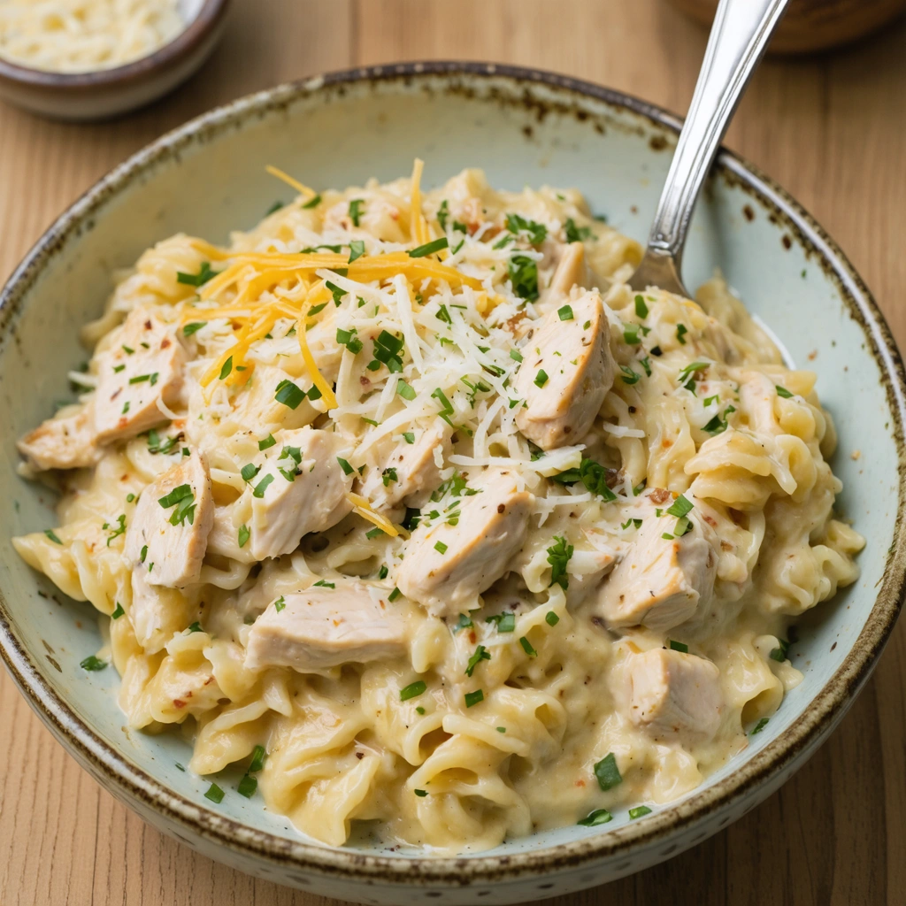 Creamy Chicken and Three-Cheese Orzo