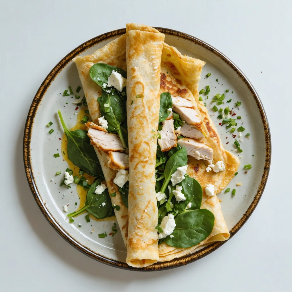 High-Protein Savory Spinach & Feta Crêpe