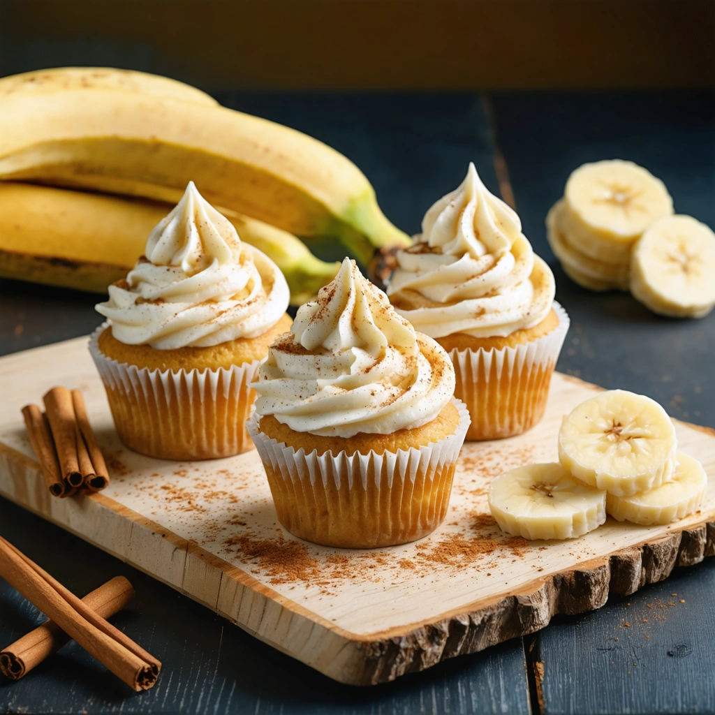Low Sugar Spiced Banana Cupcakes with Cream Cheese Frosting