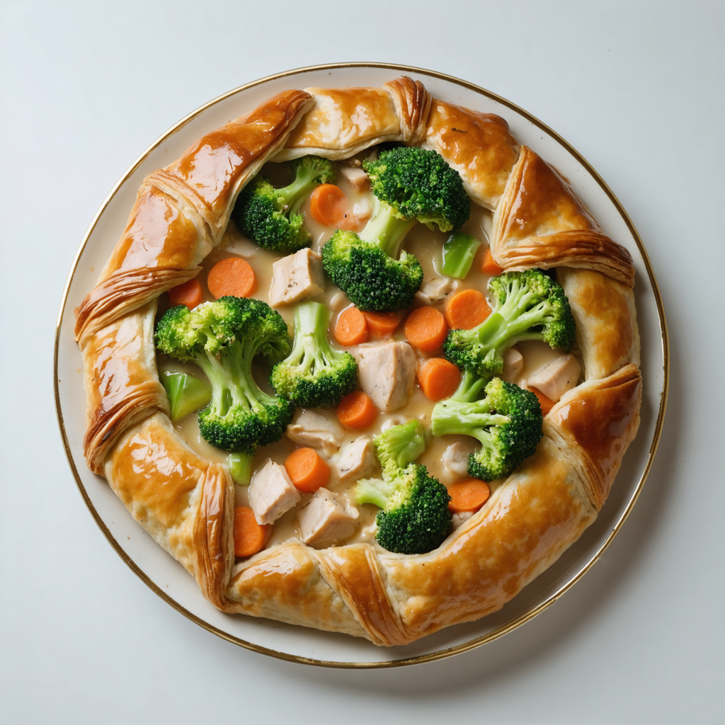Savory Chicken, Carrot, and Broccoli Puff Pastry Pie