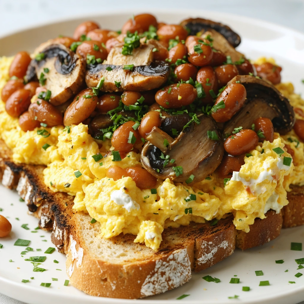 Smoked Bean & Mushroom Scramble on Sourdough